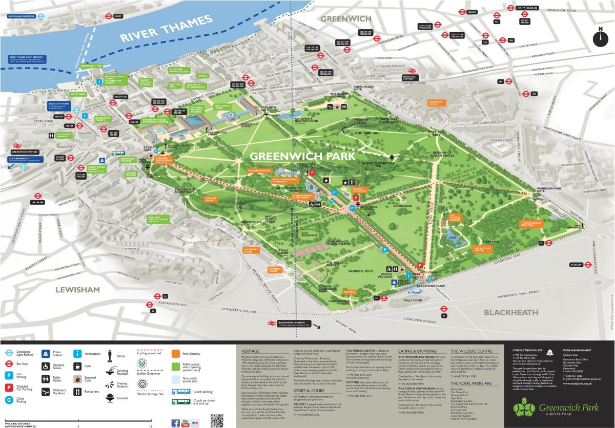 carte de parc de Greenwich à Londres