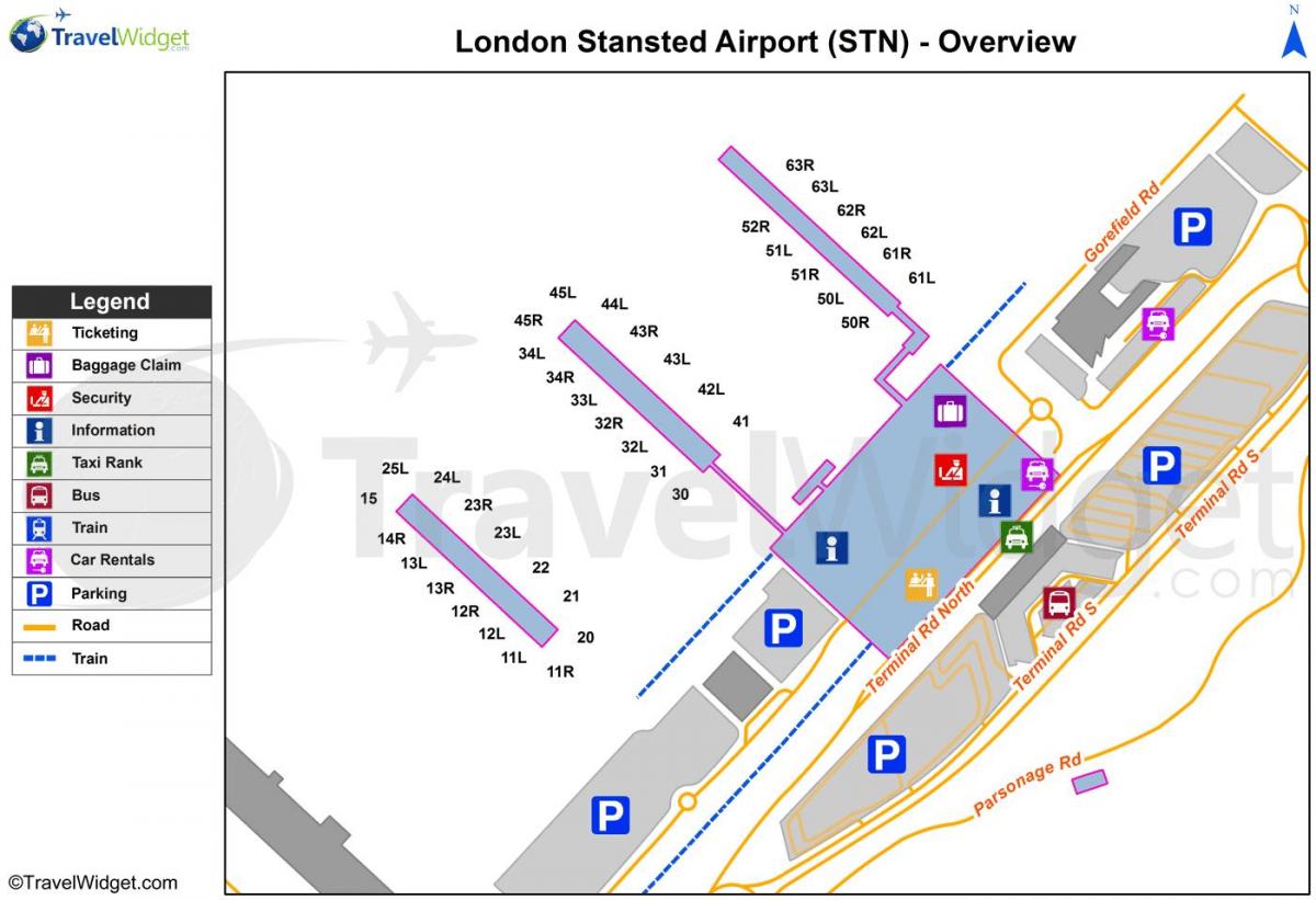 carte de l'aéroport de Stansted