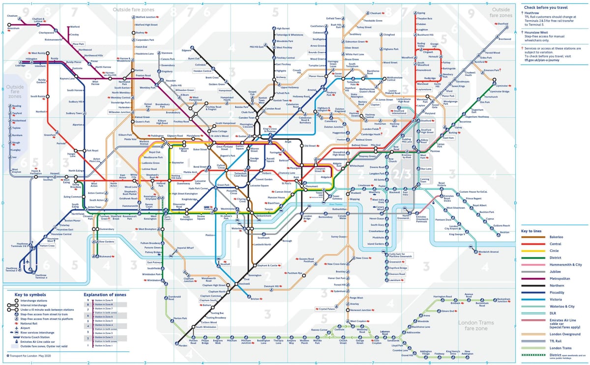 Plan de métro de métro de londres
