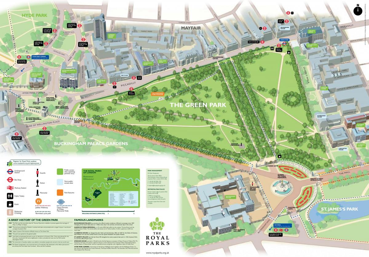 carte de Green park, à Londres