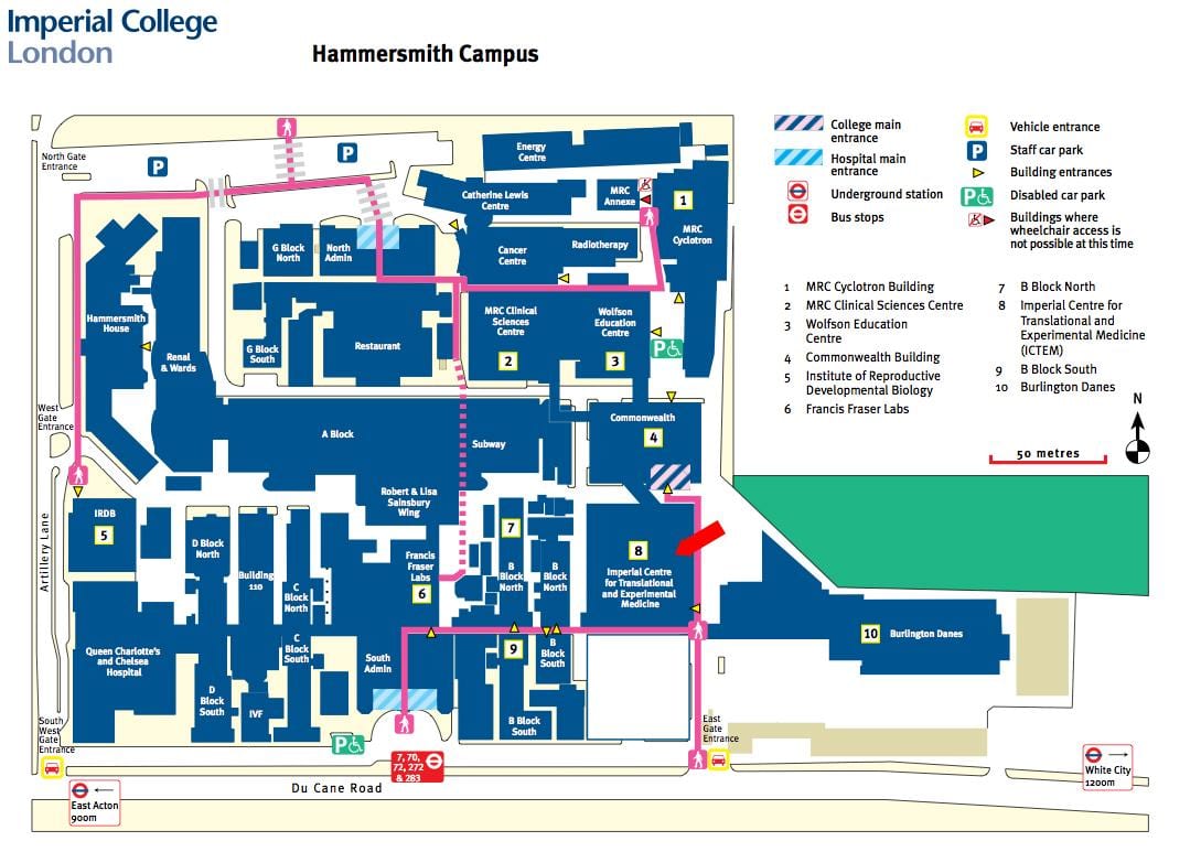 carte de l'Imperial College de Londres