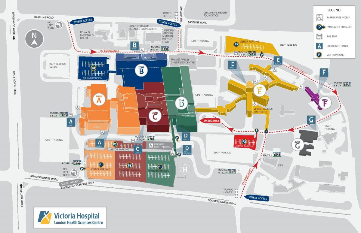 carte de l'hôpital Victoria de Londres