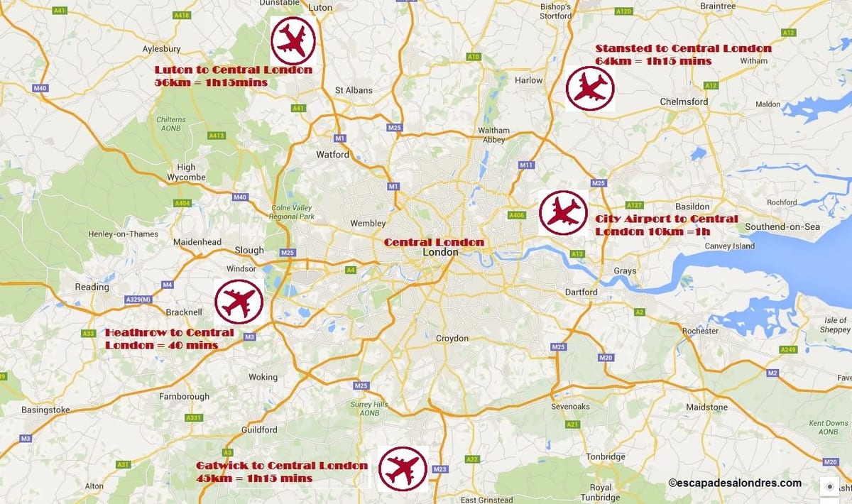 Carte de l'aéroport de londres