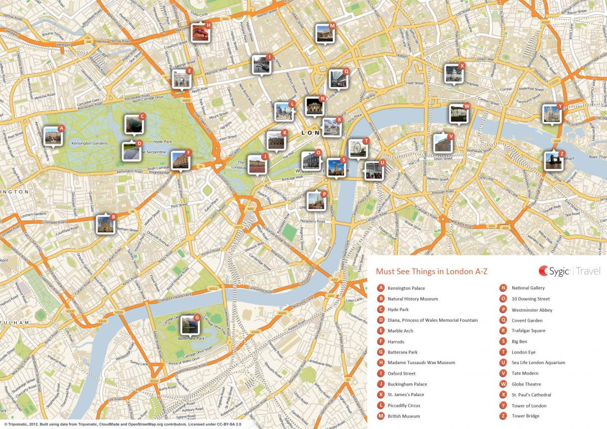 carte d'attractions de Londres