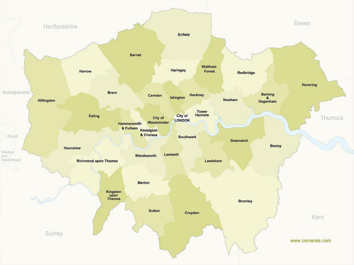 carte des arrondissements de Londres