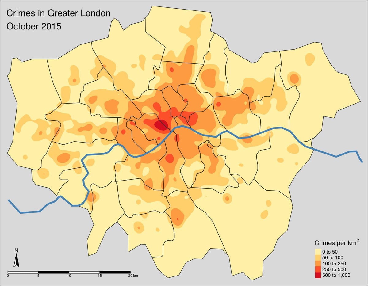 carte de Londres crime