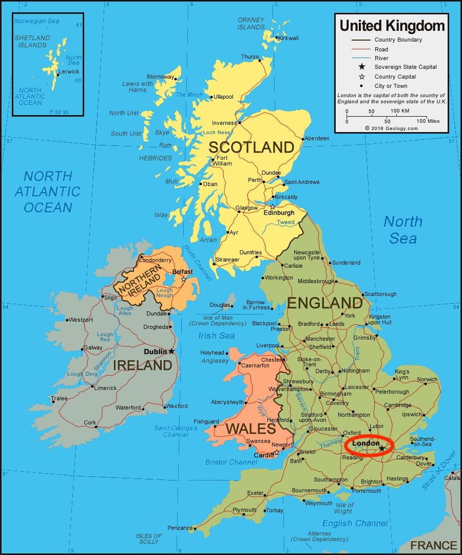 Londres sur une carte