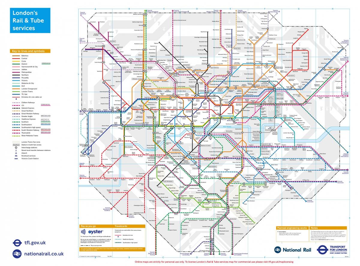 carte du train de Londres