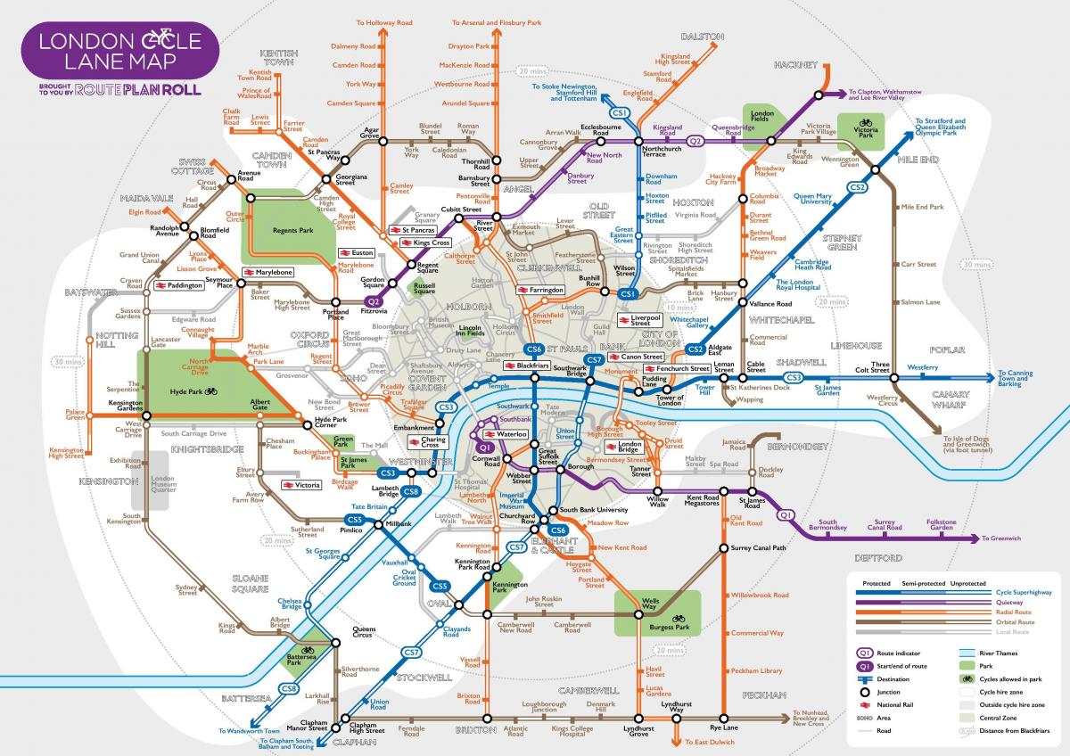 carte de Londres à vélo
