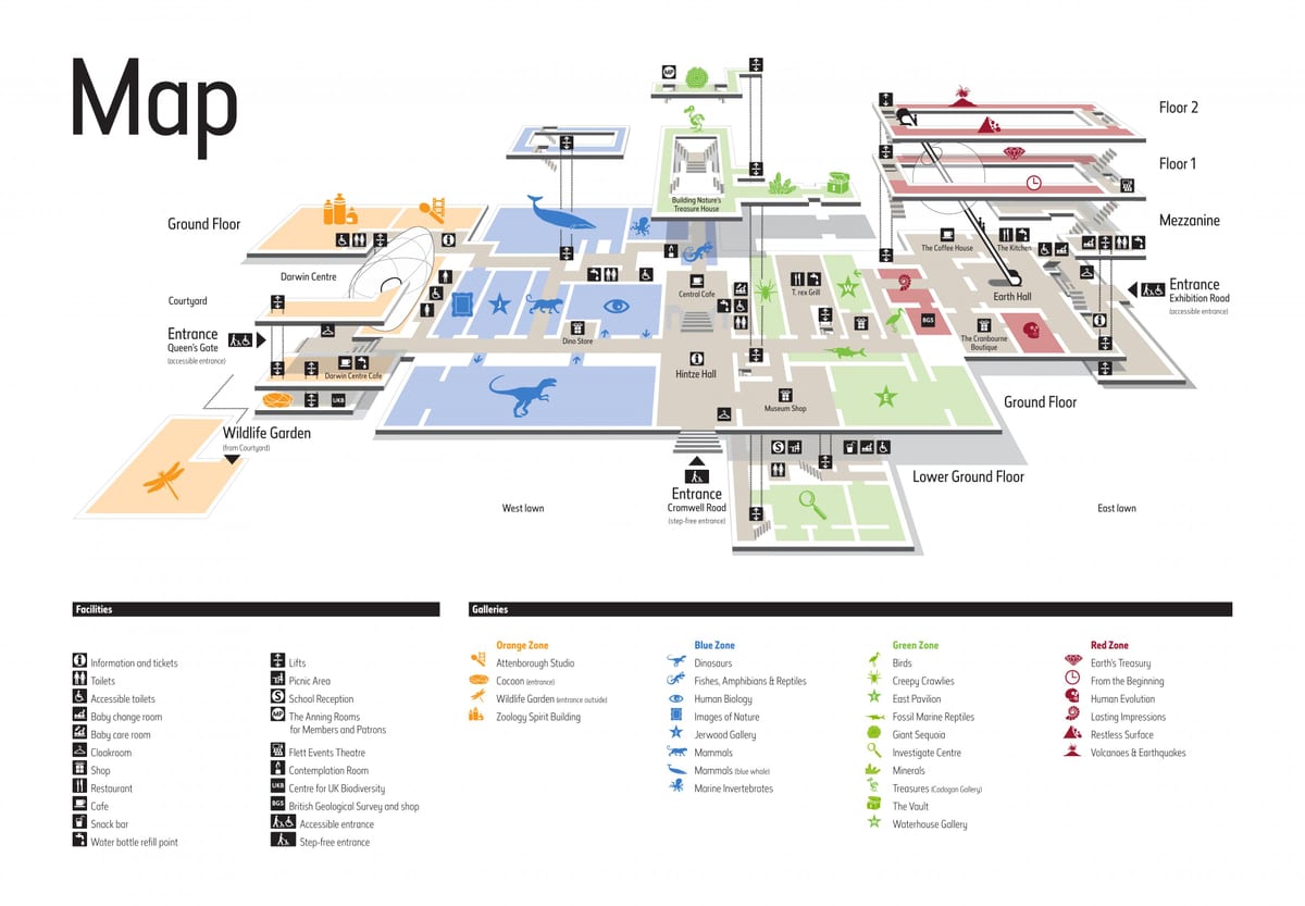 carte de musée d'histoire naturelle de Londres