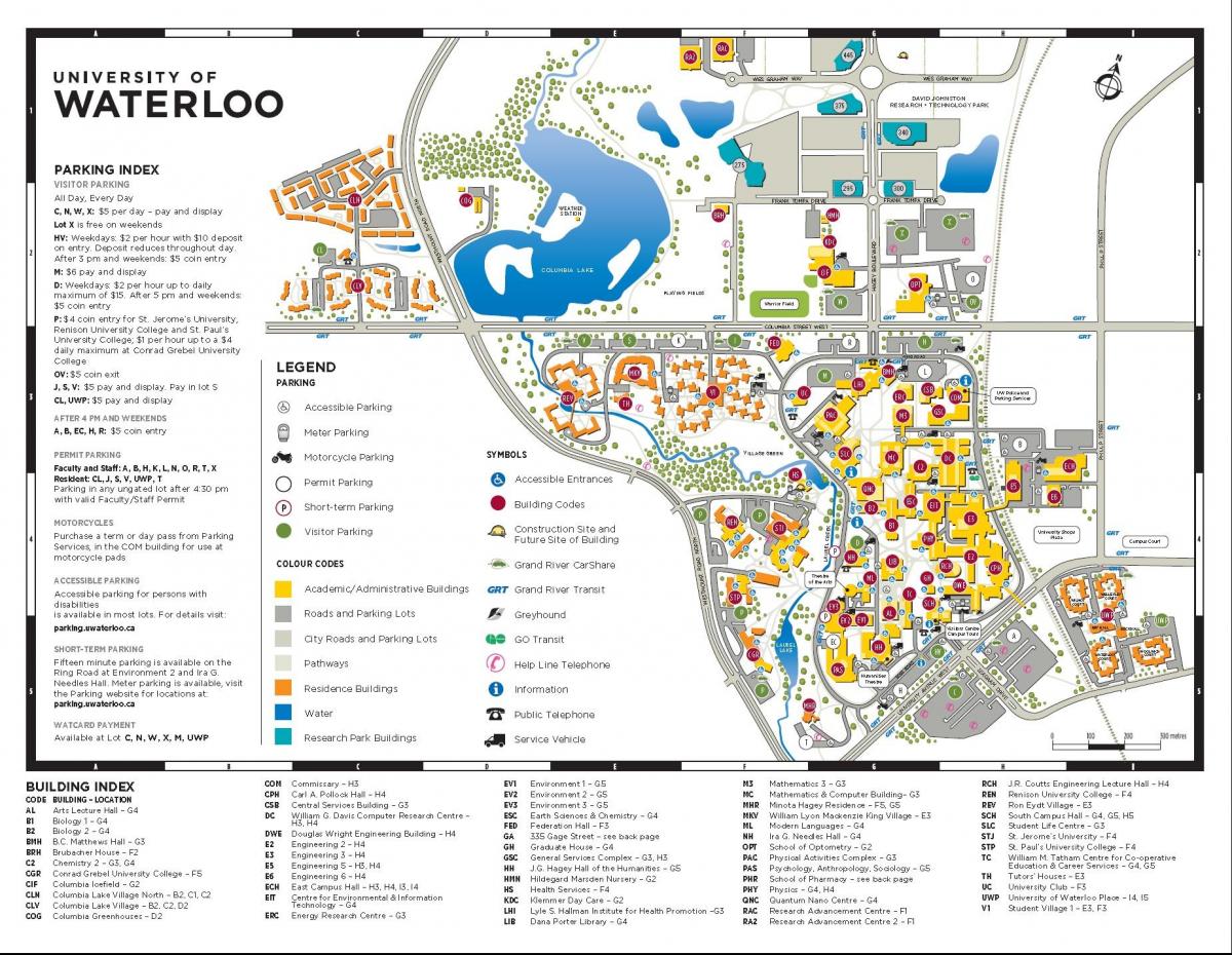 carte de Waterloo campus
