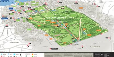 Carte de parc de Greenwich à Londres