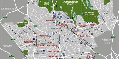 Carte de Hampstead à Londres