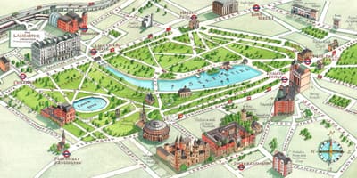 Carte de holland park à Londres