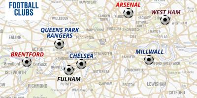 Carte des stades de foot Londres